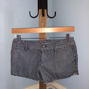 ROXY blue and white striped jean shorts